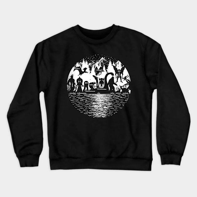 Cryptid Creatures Mountains And Stars! Cryptozoology Crewneck Sweatshirt by Tesszero